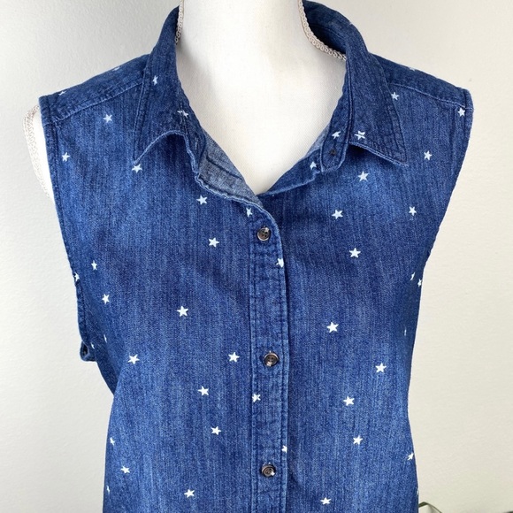 Plus Size XXL Blue Denim Sleeveless Cotton Button Up EUC Universal Thread - Picture 3 of 8